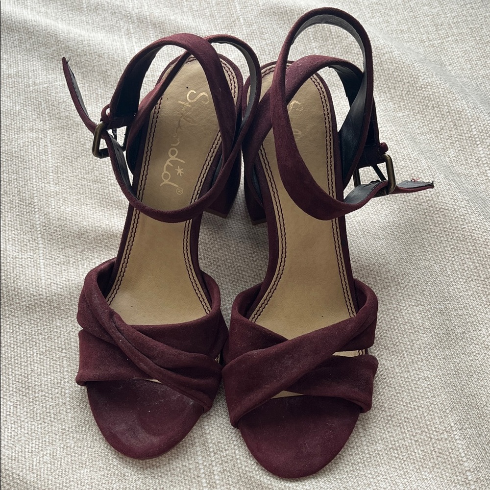 Splendid Burgundy Block Heel Sandals
